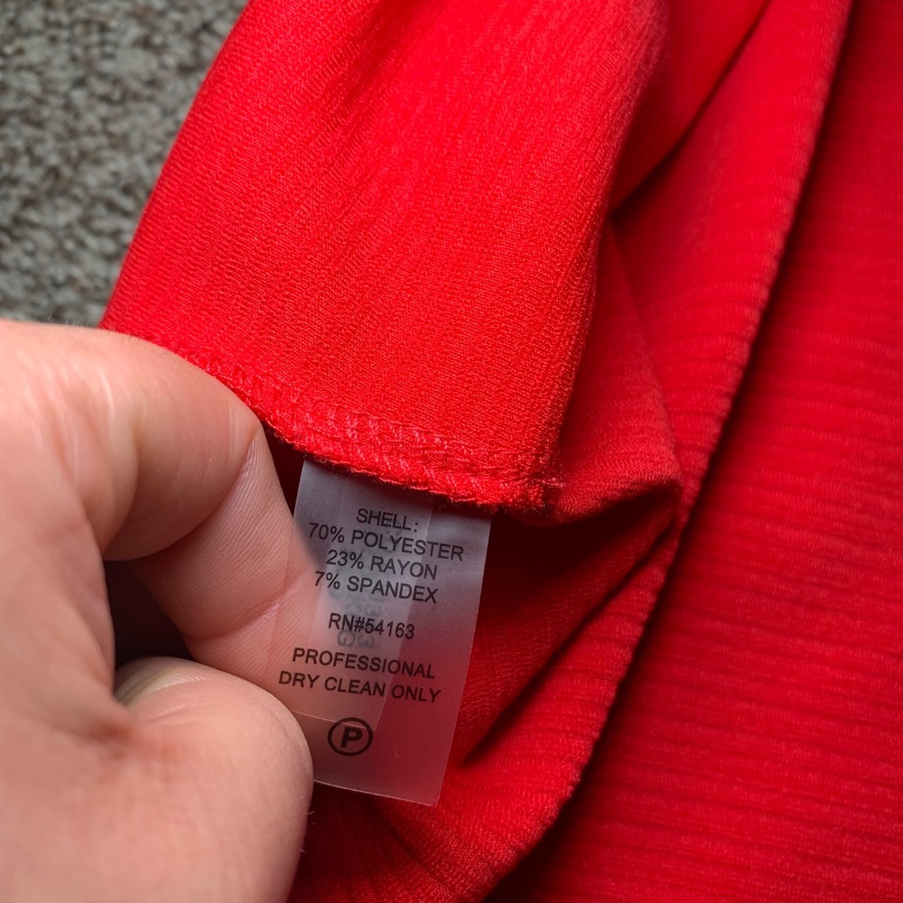 Calvin Klein Womens Red Ribbed Fit and Flare 3/4 Sleeve Dress CDJ00343 Size 14 - Picture 4 of 11